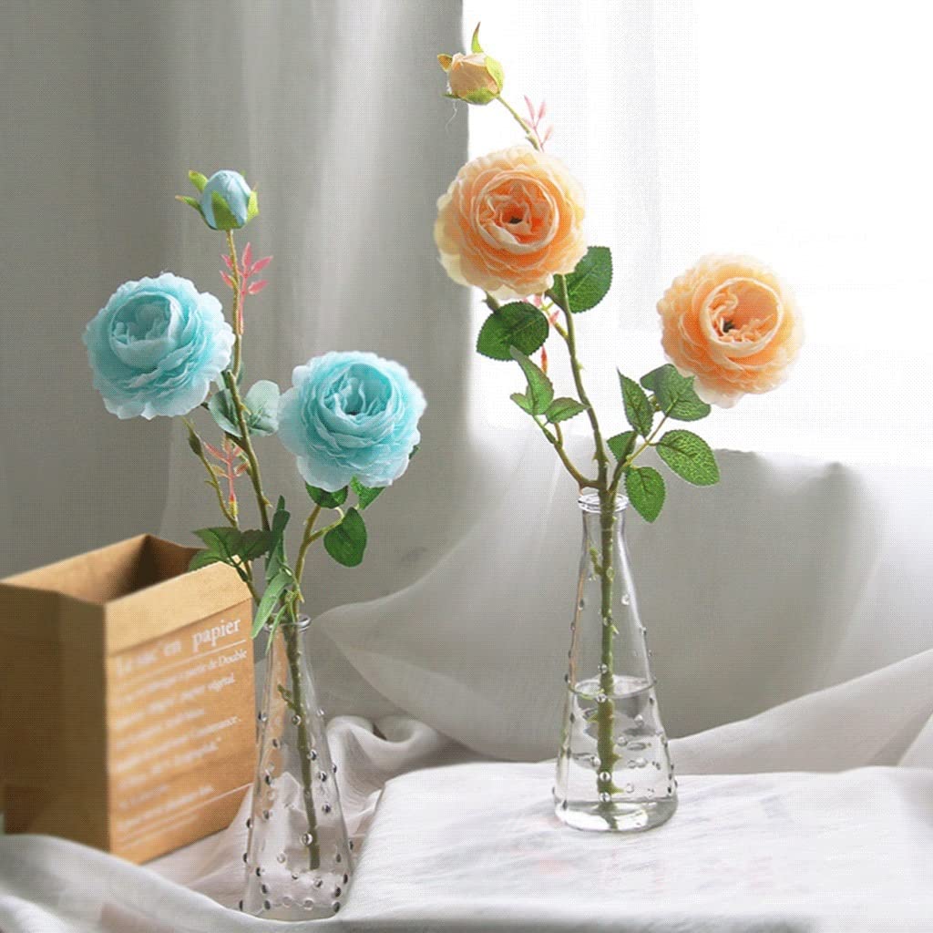 Flores Artificiales con jarrón de Cristal, Rosas de Seda sintética, peonías, Plantas Falsas, arreglos de vegetación, decoración de Interiores, Centro de Mesa para cualqu,A