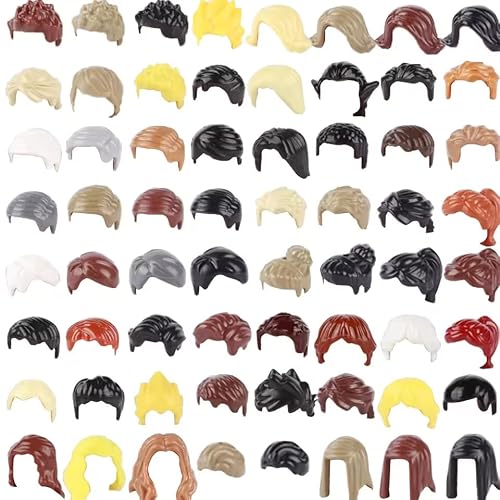 60 pcs Building Block Hair Accessories, Assorted Color Hair Pieces, CustomHair Parts Compatible with Major Brand