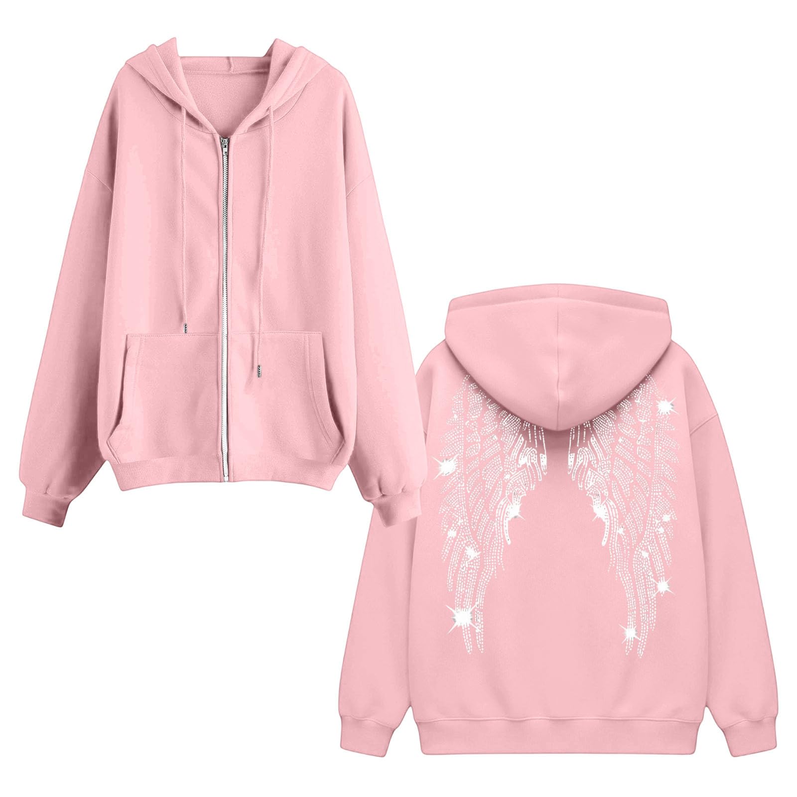 Hoodie Damen Kapuzenpullover Glitzer Streetwear Y2K Hoodies Sweatshirt