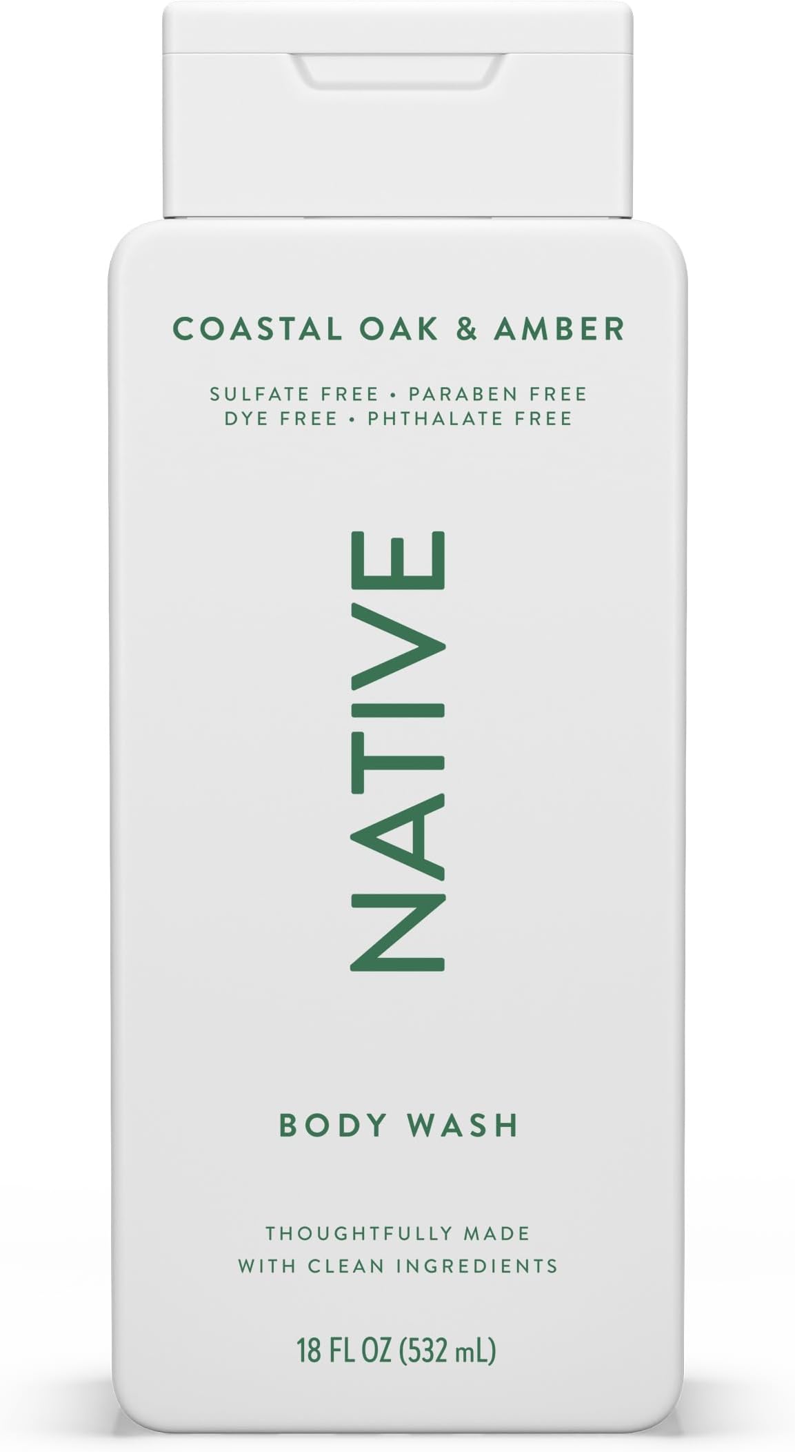 Native Body Wash Contains Naturally Derived Ingredients | For Women & Men, Sulfate, Paraben, & Dye Free Leaving Skin Soft and Hydrating | Coastal Oak & Amber 18 oz