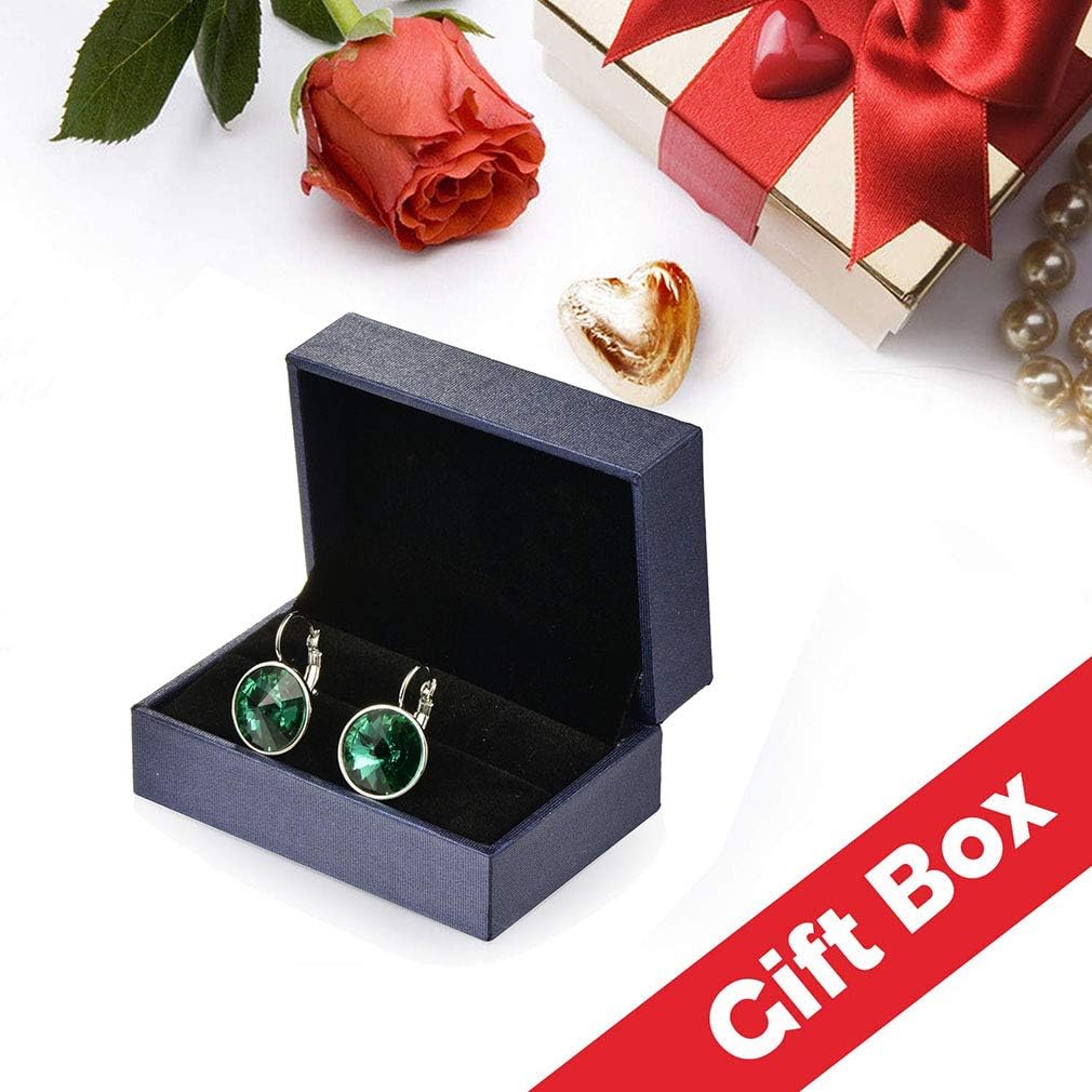 Round Austrian Crystal Drop Leverback Earrings for Women 14K Gold Plated Hypoallergenic Earrings - Image 6