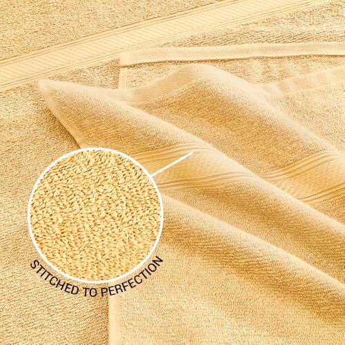 Image of Welspun Alpha 100% Cotton 420 GSM Dobby Weave Solid Premium Large Bath Towel | Super Absorbent, Quick Dry & Ultra Soft - 84 x 180 Cm - Yellow