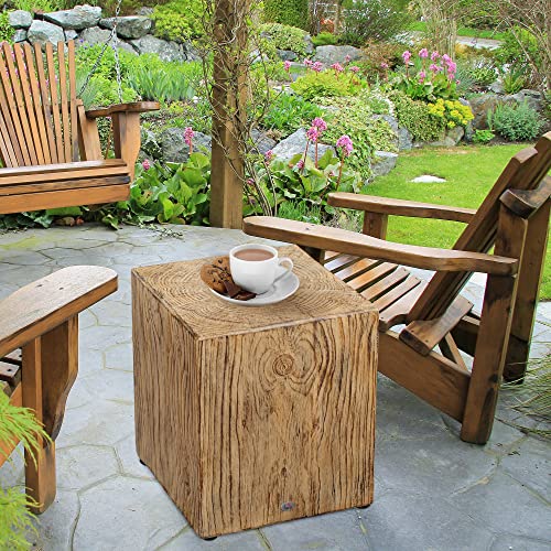 Homcom Decorative Side Table With Square Tabletop, Rustic Concrete End Table With Wood Grain Finish, For Indoors And Outdoors, Natural #TOP6