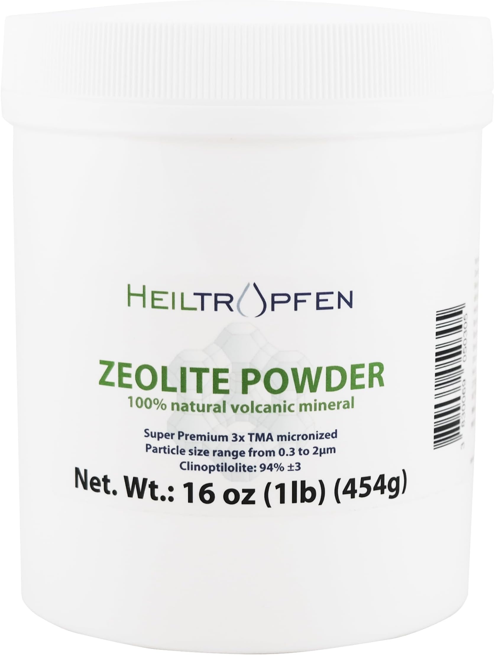 Zeolite Powder | 3x activated | 1 Pound - 454 g | Ultra FINE Less-Than 2 µm | Clinoptilolite 94%+-3 | Natural Mineral Dust | Heiltropfen®
