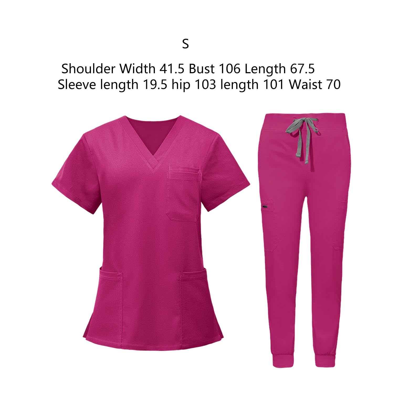 Damen Kasack Set, Arbeitskleidung für Krankenschwestern (Oberteil Und Hose), Kasack Ausschnitt, Arbeitskleidung für Pflegekräfte, Spa Mitarbeite, Hellrosa Rosa S