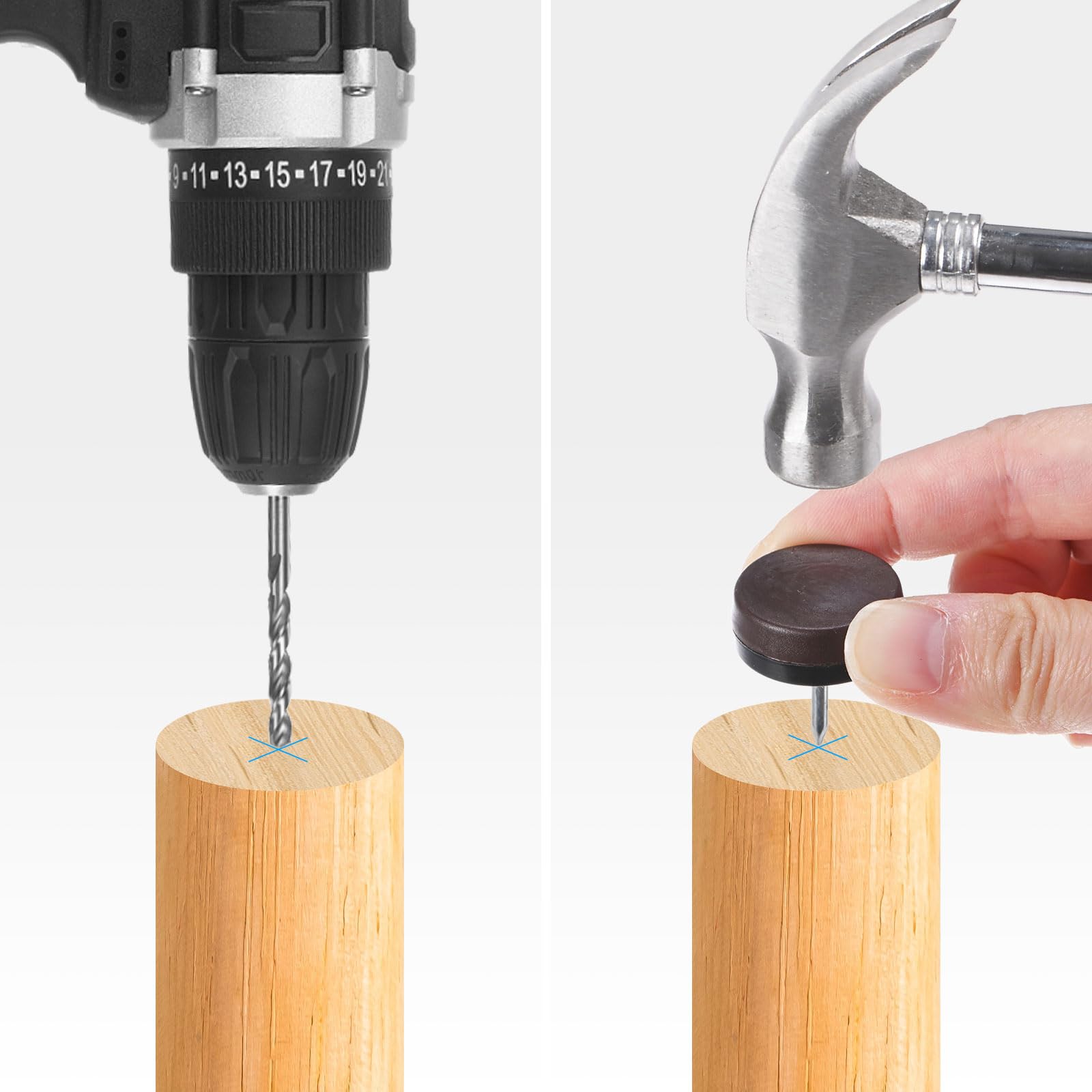 M METERXITY Möbelgleiter, 3 cm, Stuhlbeinschoner zum Aufnägeln, für Hartholzböden, Tische, Stühle, Holzböden, Möbelgleiter [Braun], 40 Stück