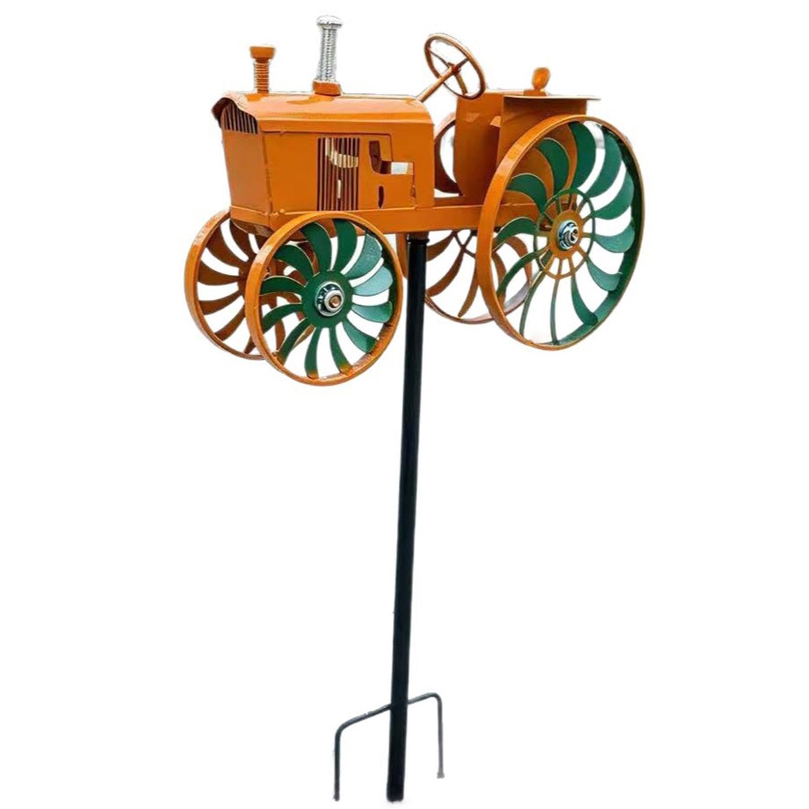 Moulin à vent de cour et déco tracteur métal pour jardin