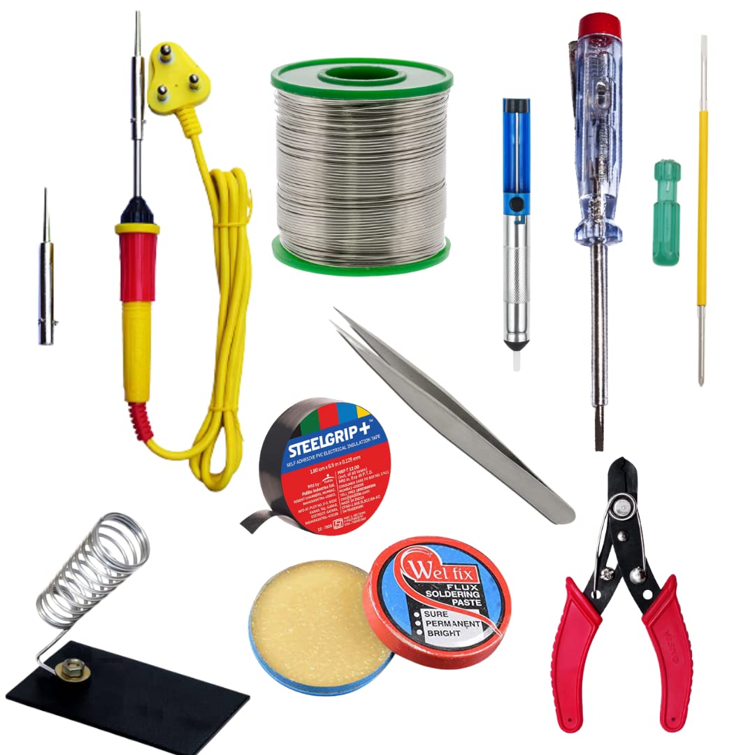 See full amazon price history chart for Gilhot® Professional 25 Watt Soldering Iron kit set with Wire Stripper & Cutter, Desoldering Pump, Tester and Multimeter for beginner and Intermediate 11 in 1 combo (pack of 11) Gilhot® Professional 25 Watt Soldering Iron kit set with Wire Stripper & Cutter, Desoldering Pump, Tester and Multimeter for beginner and Intermediate 11 in 1 combo (pack of 11) (B09VT2KH4S) Amazon Price History, Amazon Price Tracker