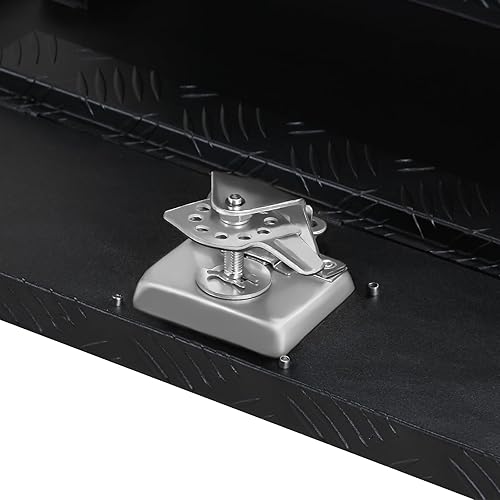 Miniatura 8 de Hasopy Caja de herramientas de aluminio para camión con cerradura y llaves, caja de herramientas de almacenamiento de remolque resistente de 182448