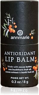 Antioxidant Lip Balm – Natural Moisturizing Lip Treatment with Cocoa Butter, Sea Buckthorn & Buriti Fruit Oil – Filler-Free Formula for Hydrated, Luminous Lips – 0.17 oz