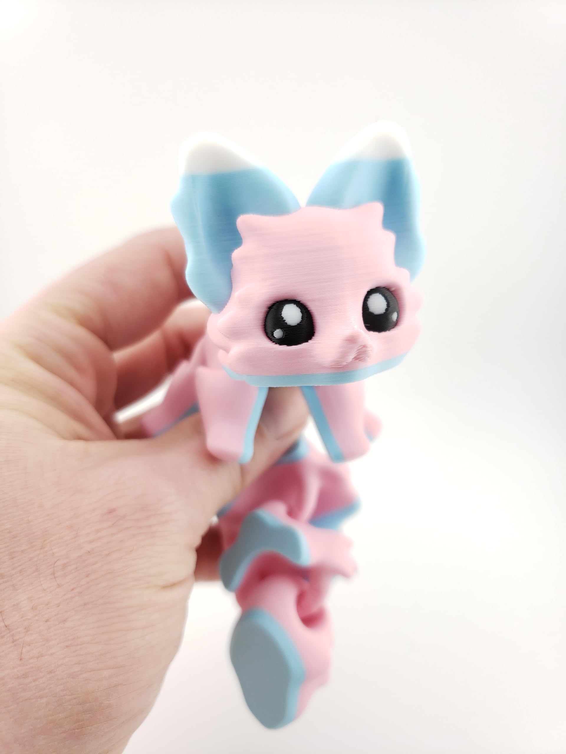 Carly The Cotton Candy Fox 7.5 Inches - 3D Printed Fidget Fantasy Creature