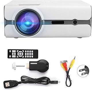 Bewinner Mini Home Projector on Same Screen, WiFi Portable Wireless Projector, VGA USB Manual Focus Home Theater Projector, Multifunctional Projector Player Correction (JP Plug)