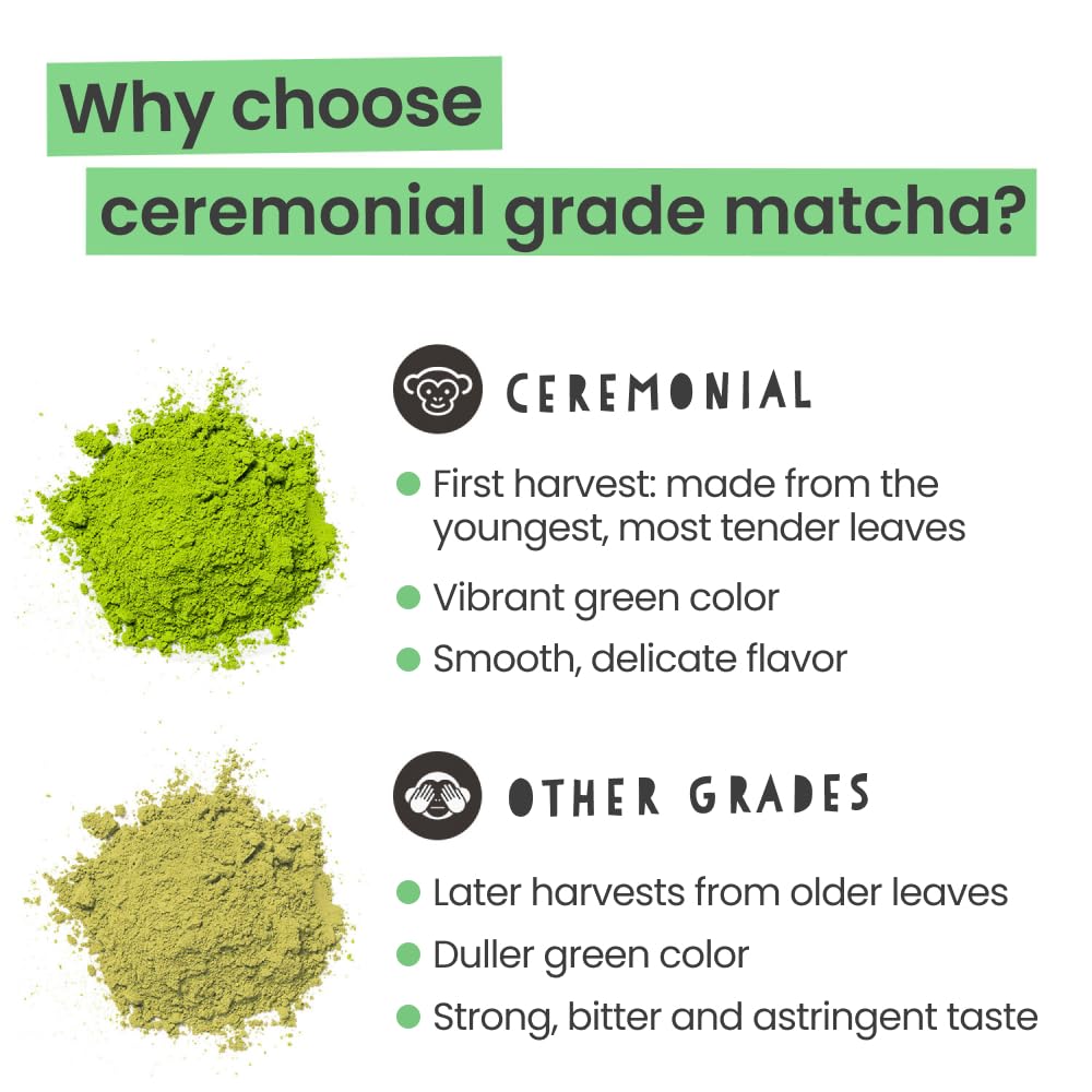 PureChimp Ceremonial Grade Matcha Powder 1 75oz Pure Japanese Matcha Ceremonial Grade Tea Shade-Grown in Kagoshima Antioxidant-Rich Green — view 9
