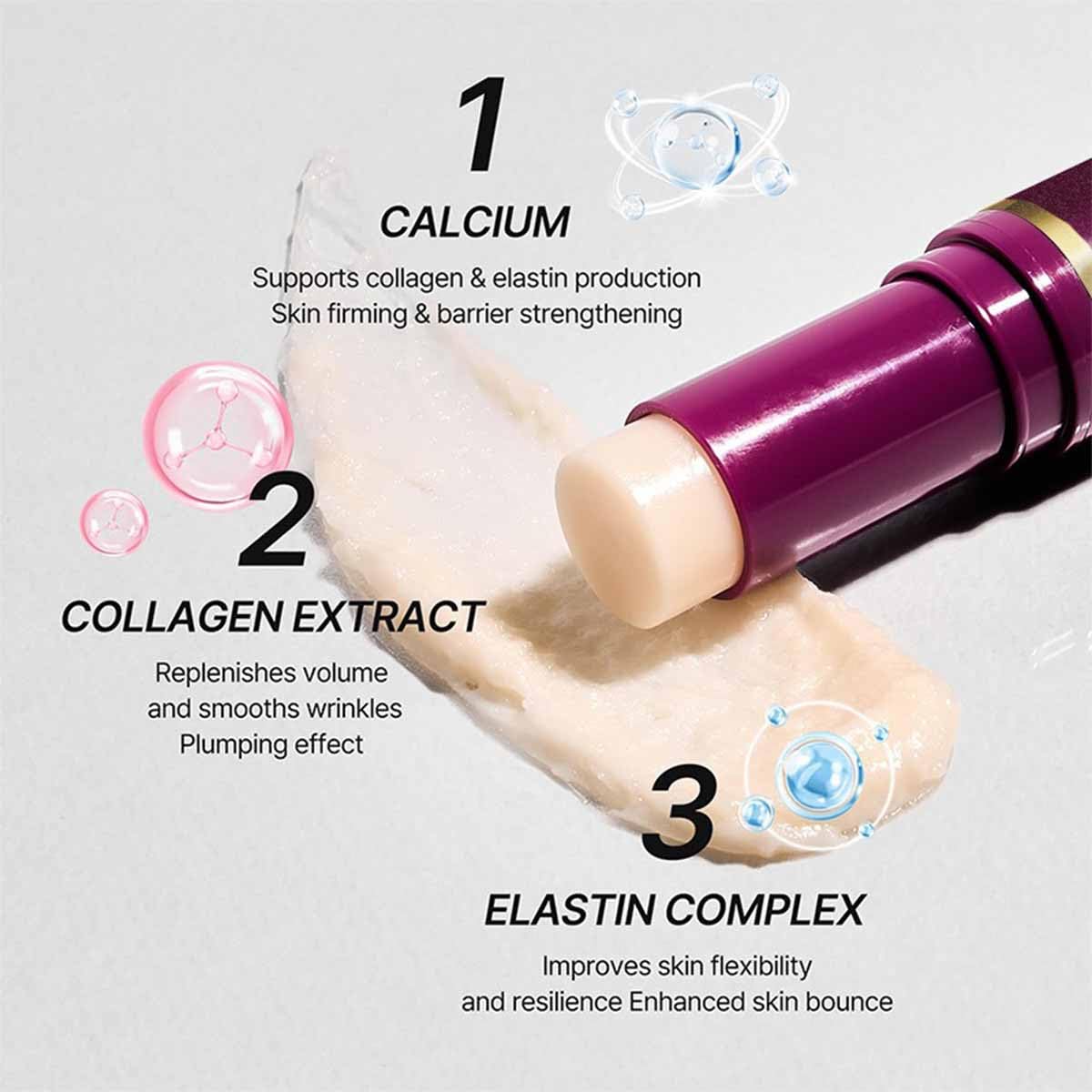 Stick Multi-Balsamo Al Calcio,Stick Idratante Al Collagene,stick Multi Balsamo Al Calcio 3 In 1,Idratante,Rassodante Per La Pelle,Adatto Per Occhi,Collo,Viso (2 pezzi, 1)