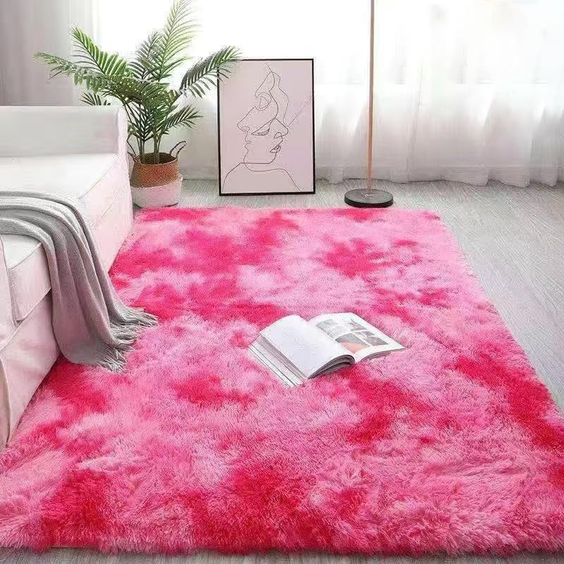 Super Soft Shaggy Living Room Area Rugs, Luxury High Pile Fluffy Modern Durable Thick Bedroom Rug, Washable Plush Carpet for Hallway Kids Room,Red,120×160cm — image 1