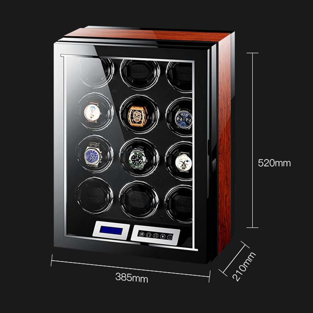 LXMQEF Avvolgitori per Orologi di Lusso Display Touch Screen LCD Automatico, con Telecomando Illuminazione a LED incorporata, 12 spazi di avvolgimento alimentati da Un Motore Estremamente Silenzioso