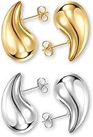 Vista 1 de Teardrop Earrings Dupes for Women Gold Chunky Hoop Earring Dangle Earrings Water Drop Hypoallergenic Earring for Women