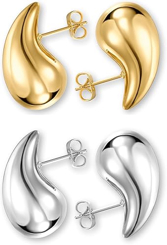 Teardrop Earrings Dupes for Women Gold Chunky Hoop Earring Dangle Earrings Water Drop Hypoallergenic Earring for Women
