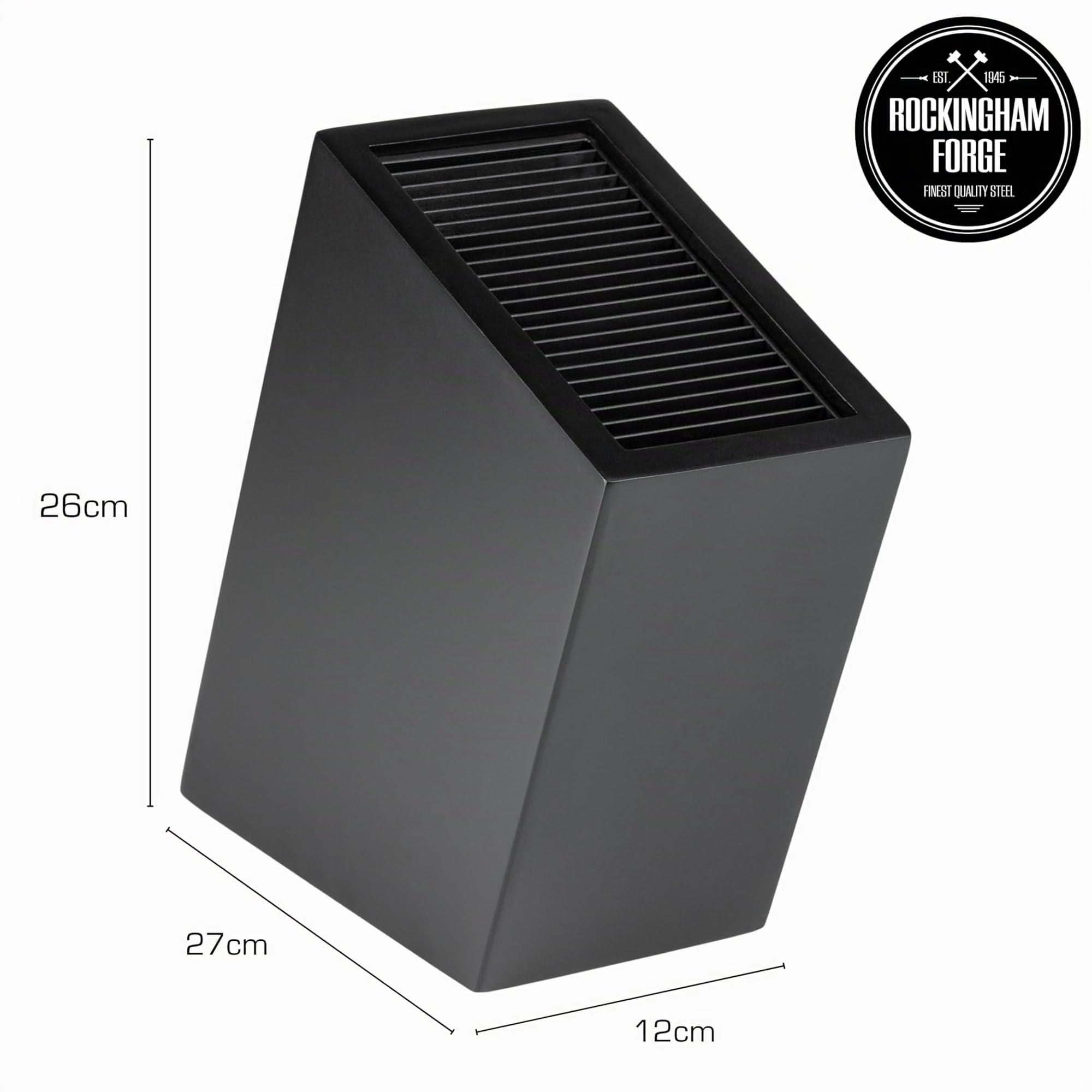 Rockingham Forge Bloc à Couteaux Universel Vide en Plastique, Noir Mat, Incliné, Espace Pour 20 Couteaux