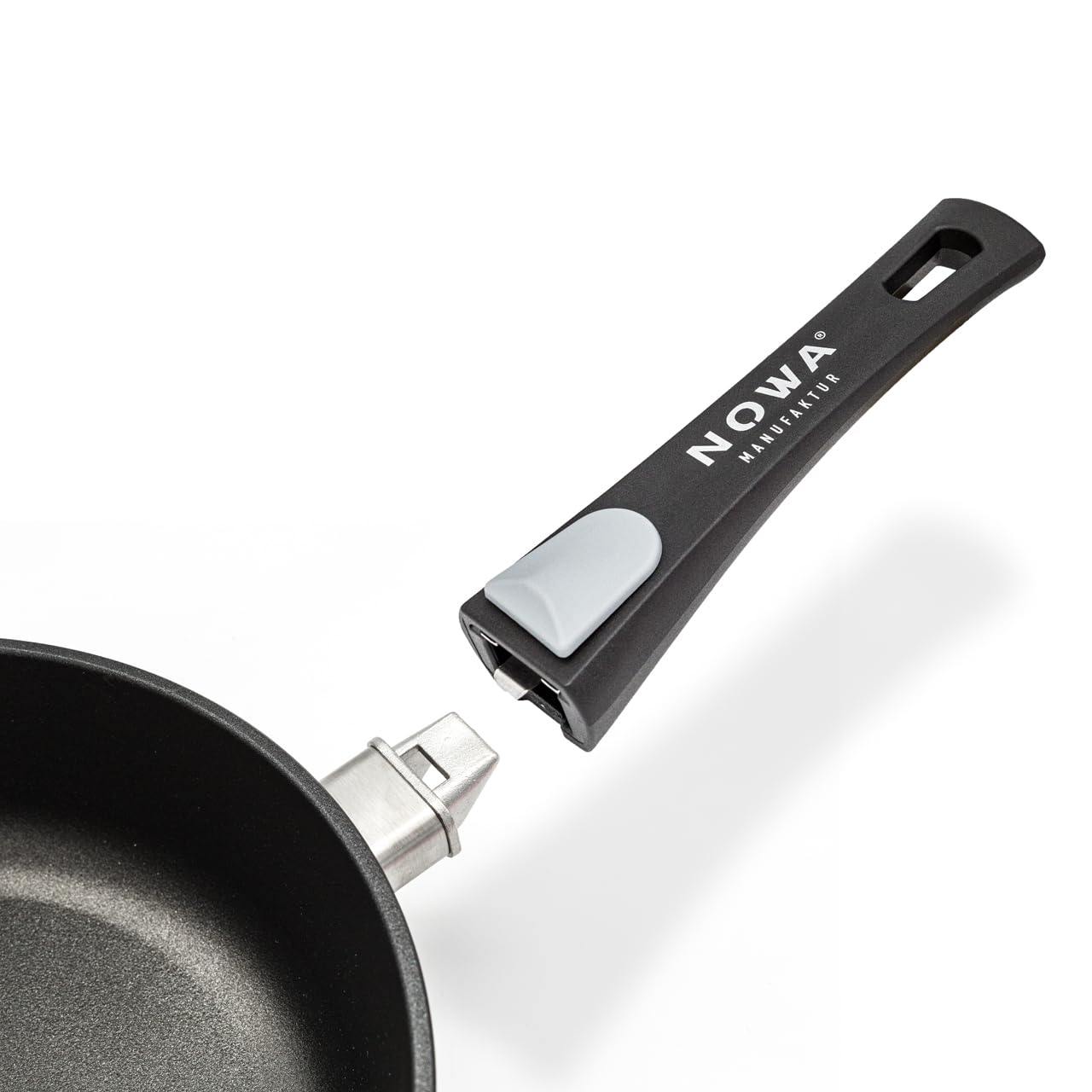 NOWA Aluguss Bratpfanne (28 cm Ø) - Antihaftbeschichtete Pfanne (4,5 cm Innenhöhe) mit abnehmbarem Griff für alle Herdarten – backofen- & induktionsgeeignet