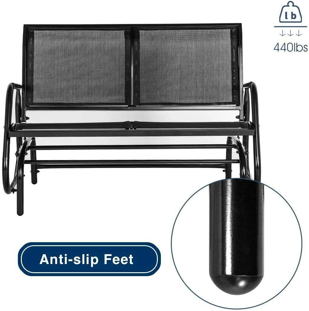 Glider Bench Loveseat Rocking Chair 2-Person Seat Double Swing Chair, Essential Perfect for Patio, Porch, Garden, Indoor Outdoor