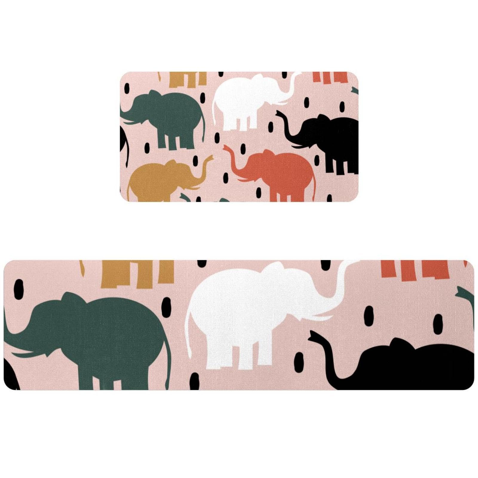 Tapis de cuisine éléphant lot de 2 antidérapants et lavables