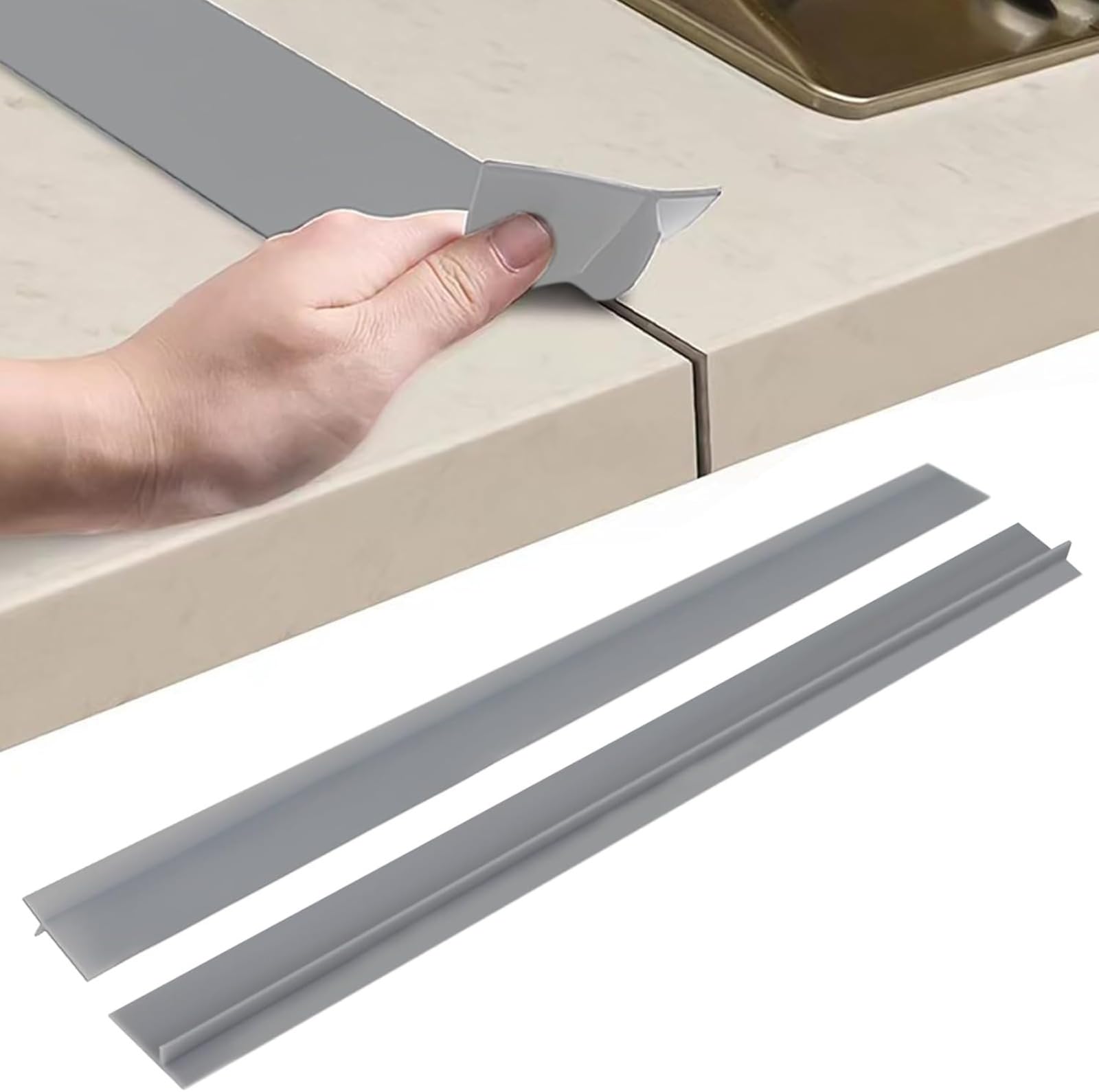 2 Stück Küchenarbeitsplatten-Verbindungsstreifen, Lückenfüller für Küchenarbeitsplatten, T-Profil, Kunststoff, Wandverbindungsprofil, Nahtverkleidung für Arbeitsplatten, Küchenzubehör