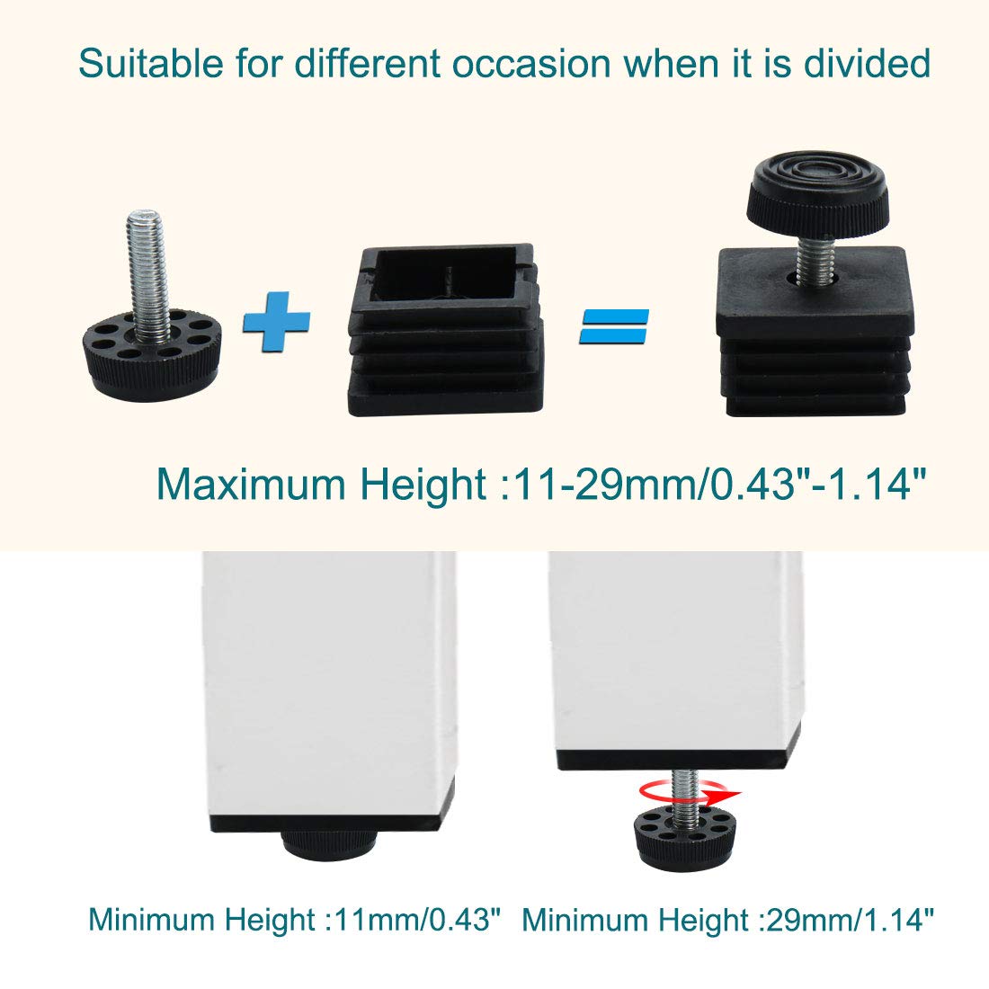 SOURCING MAP 24PCS Pieds De Nivellement Meuble Réglable Pied Réglable Patin De M EUR 20,55 - FR