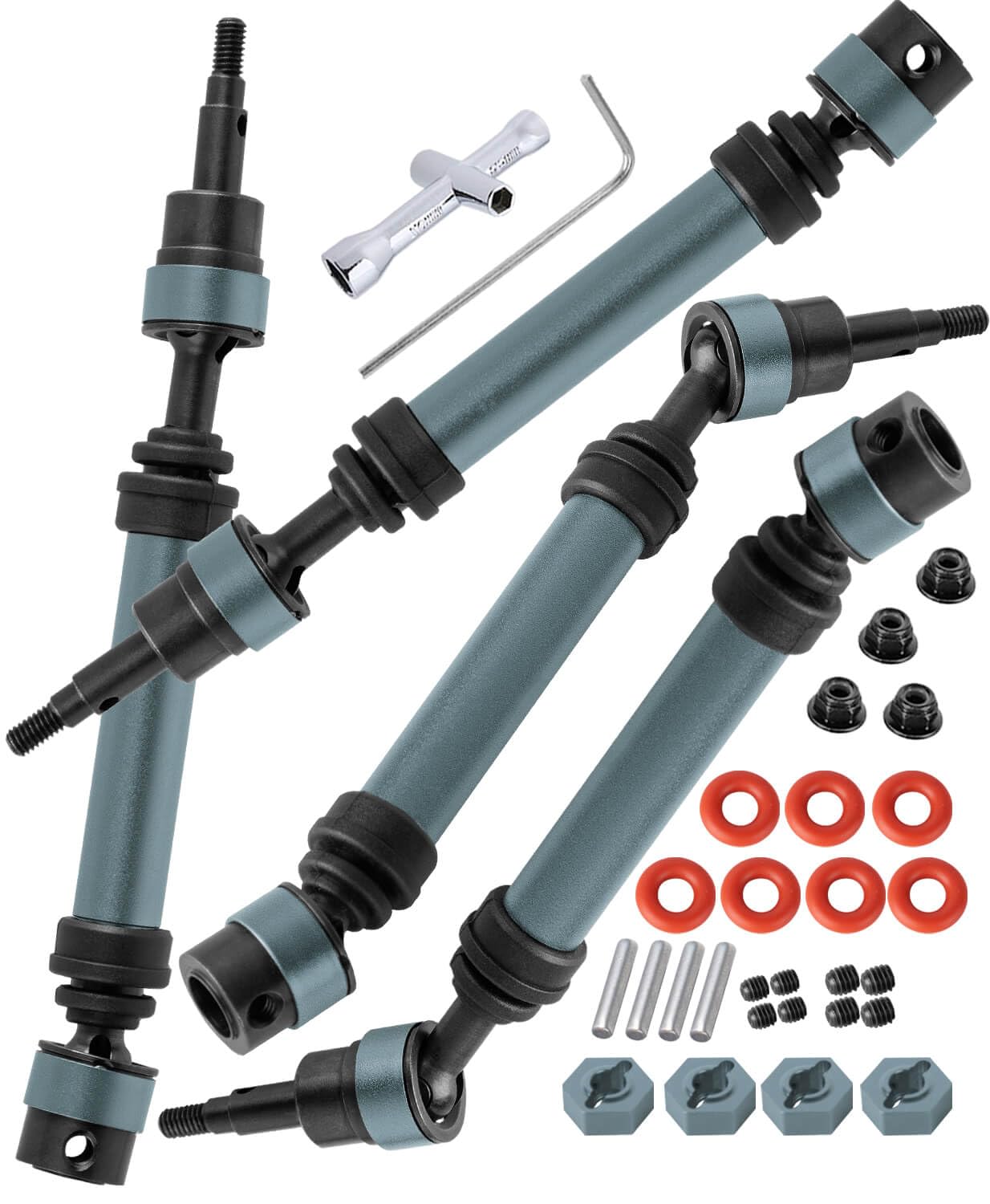 RCYouHott RC Upgrades Part for 1/10 Senton/Granite/Vorteks 4x4 3S BLX&Mega 550,#45 Steel Front Rear Driveshaft Drive Shaft CVD Axles,Titanium