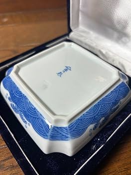 江戸後期　青九谷　鯉の図鉢　木箱付　幅約18㎝　東Y7-0630⭐︎2Fタカサ 江戸後期 青九谷 鯉の図鉢 木箱付 幅約18㎝ 東