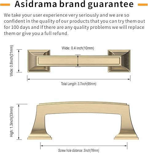 Miniatura 8 de Asidrama Paquete de 10 manijas de gabinete de cocina color negro mate de 3 pulgadas (2.992 in), tiradores de gabinete, accesorios de gabinete de