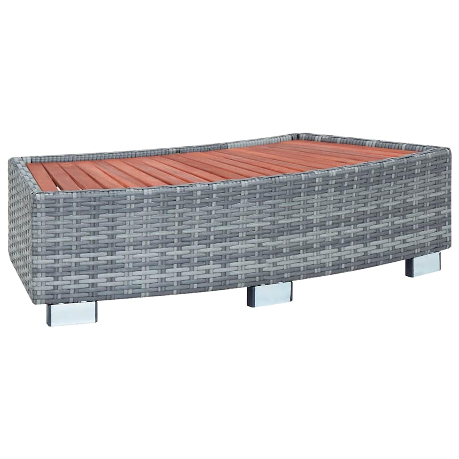Gecheer Escalón para Bañera de Hidromasaje, Estructura de Acero, Ratan Sintético, Madera Tropical, Fácil Montaje, 92 x 45 x 25 cm, para SPA y Jacuzzi