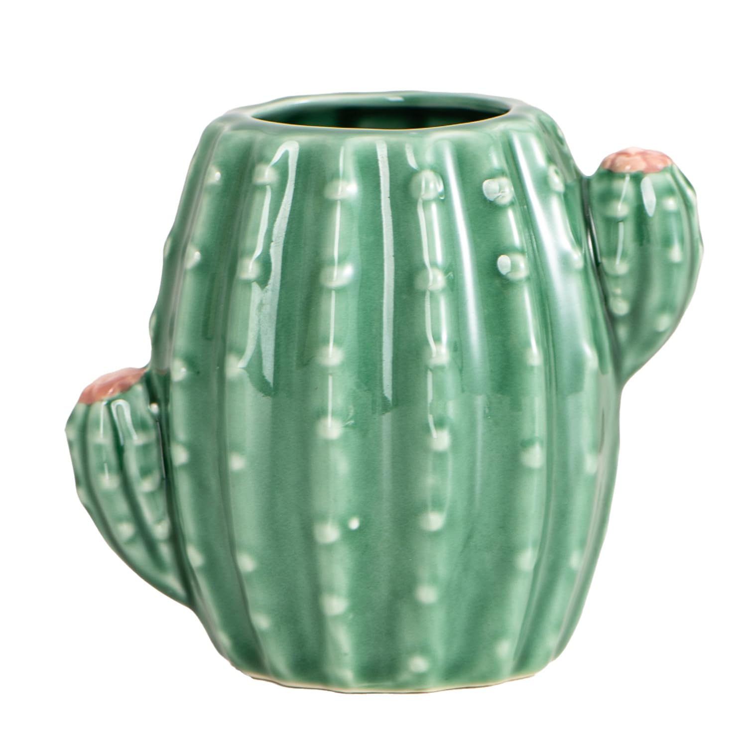 Aewill Ceramic Cactus Pen Holder Stand Cup Cactus Pencil Holder Organizer Makeup Brush Holders for Home Office Desk (Green Cactus)