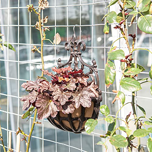 Sungmor 2 Pack Wall Hanging Planter Basket With Fabric Liner, Antique Victoria Style Cast Iron Wall Planter Holder, Outdoor Railing Fence Balcony Metal Hanging Basket Half Round Flower Pots #TOP4