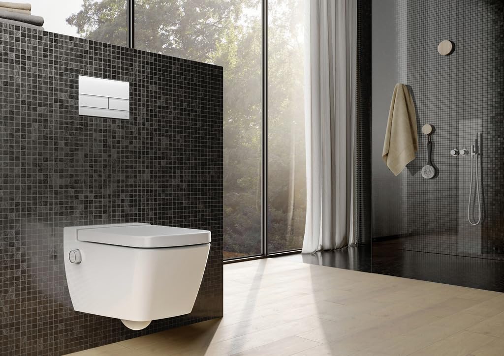 TECE One 9700200 - Inodoro de cerámica con función de ducha (fregadero profundo, volumen de 6 y 4,5 litros, barra de ducha autolimpiable)