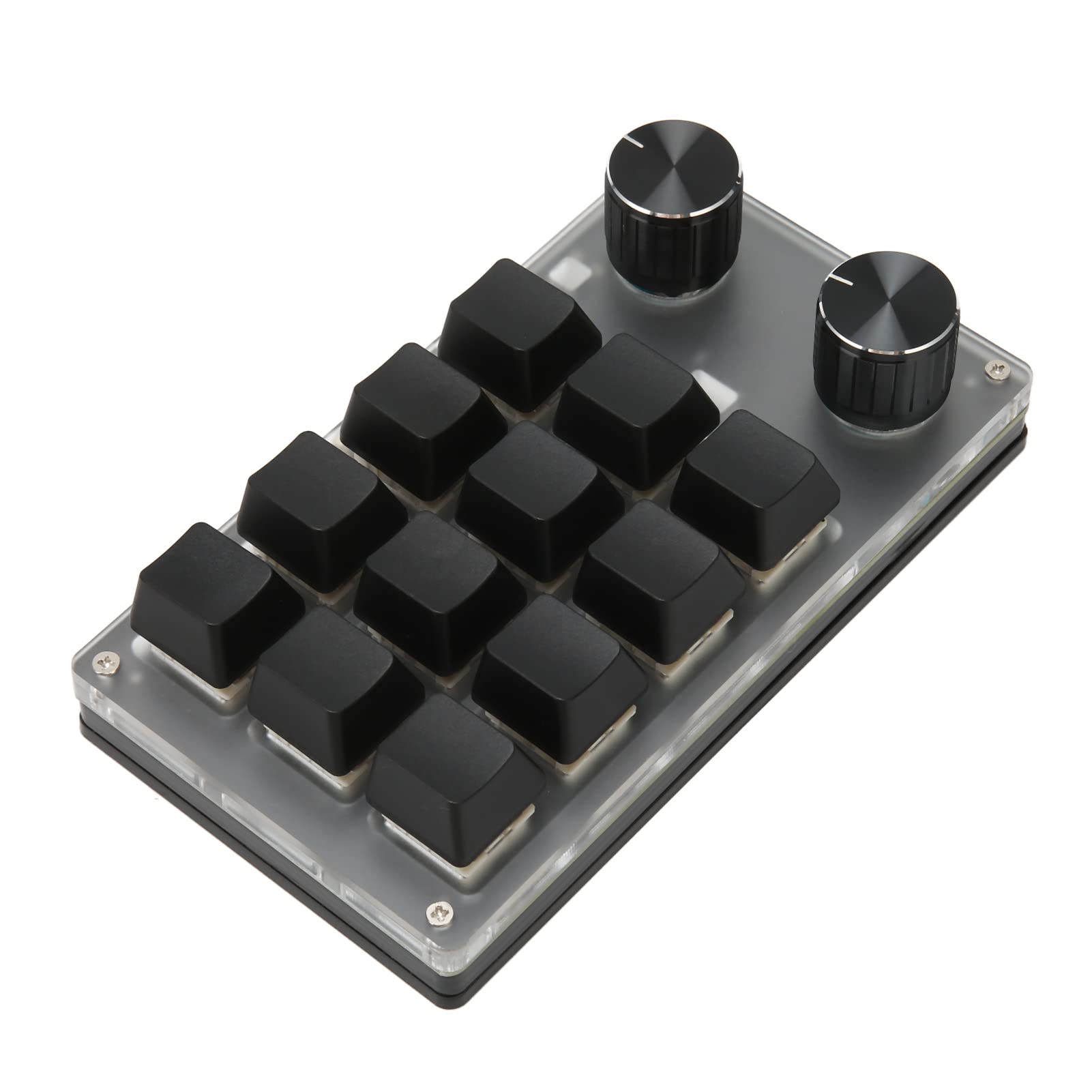 Mini Keypad, Programmable Red Switch Mini Mechanical Keypad Knob Function for Working (12 Keys with 2 Knobs)-picture-32
