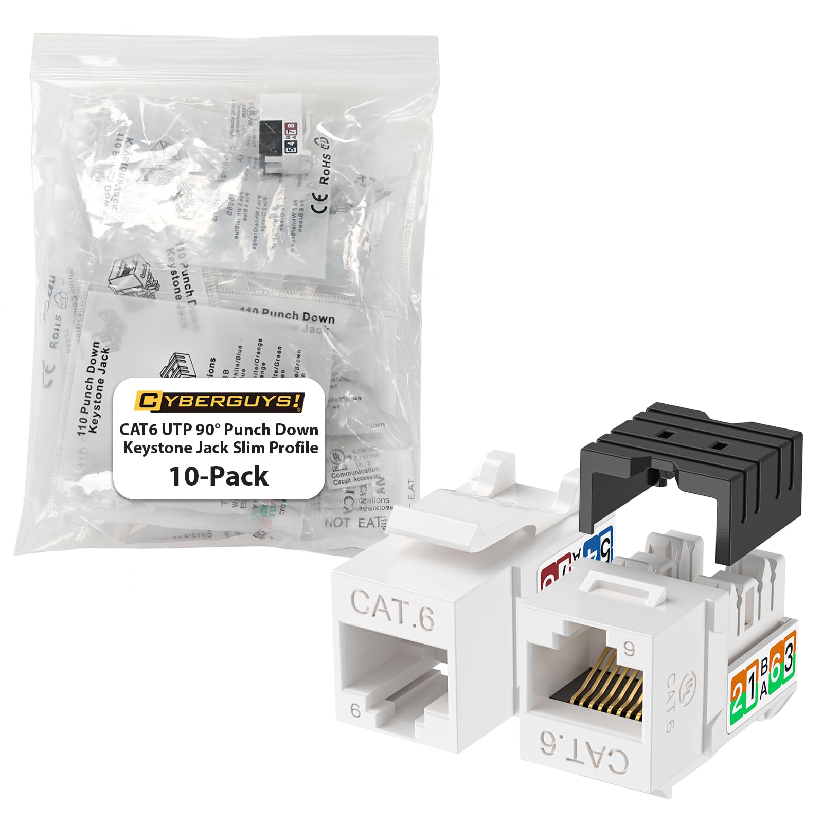 Amazon.com: Cyberguys! 90° Cat6 Keystone Jacks, 10Gbps RJ45