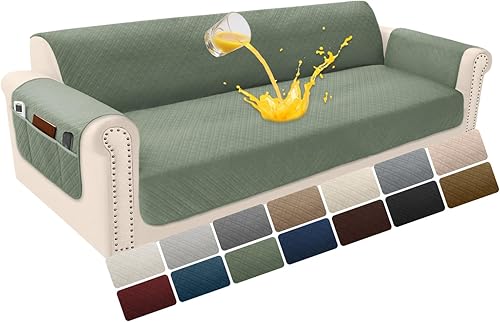 Miniatura 87 de Funda de terciopelo 100 % impermeable para perros, funda de sofá lavable para sofá de 3 plazas, juego de fundas acolchadas y antideslizantes con