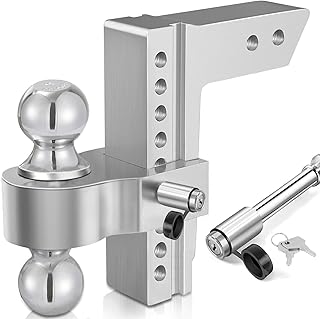 Allucky Adjustable Trailer Hitch Tow Hitch Load Bearing 18,500 LBS, Fits 2.5 Inch Receiver, 8-Inch Drop/Rise Drop Hitch, 2" and 2-5/16" Tow Balls Heavy Duty Tow Hitch for Truck Equipped with Locks.