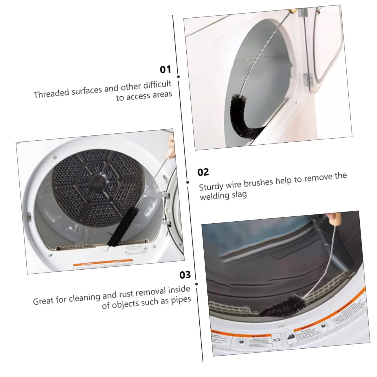 NULYLU Sewer Dredge Brush Sink Drain Washing Machine Long Handle Soft Wire Brush for Grease Removal