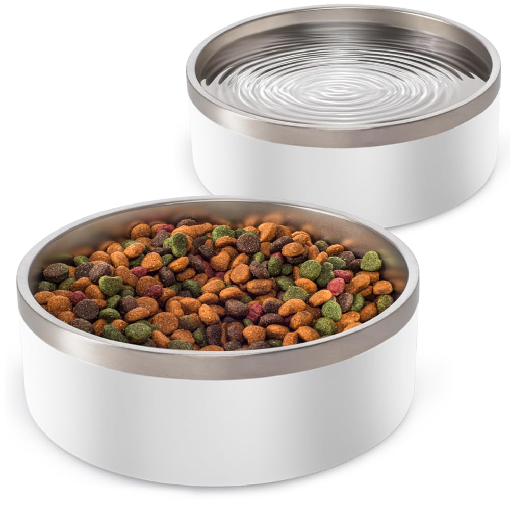 Kit 2 Comedouros Cachorro Pet Aço Inox 946ml MADOG Branco