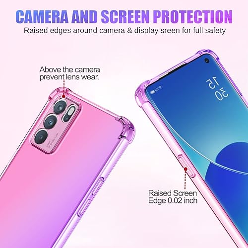Miniatura 2 de Gufuwo Funda para Oppo Reno 6 5G  Reno6 5G CPH2251 Linda funda para niñas y mujeres, degradado, delgada, antiarañazos, suave TPU funda protectora a