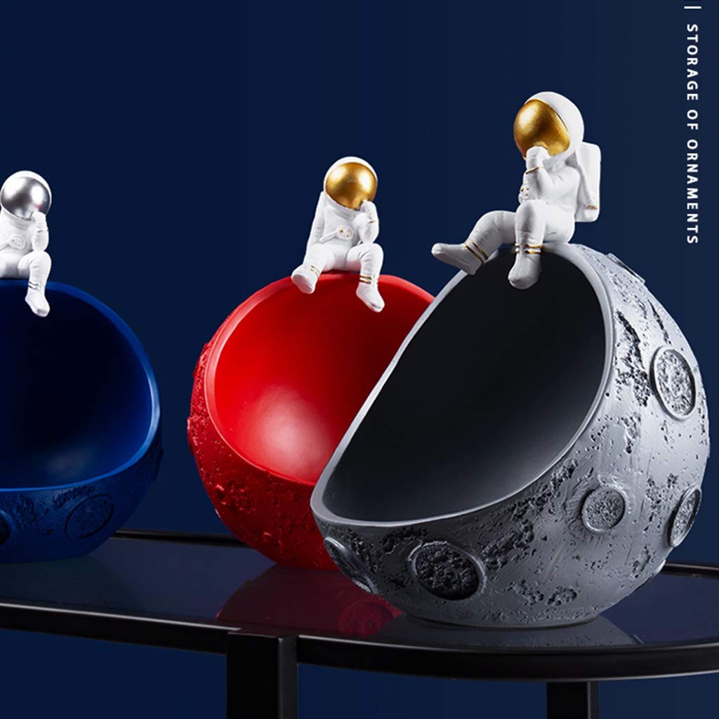 YXCKG Svuotatasche Moderno Design, Svuota Tasche da Ingresso, Vassoio per la Decorazione, Ciotole Decorative per Soggiorno tavolino Portico, Nordic Desktop Decor Key Bowl-Astronaut Half Moon Model