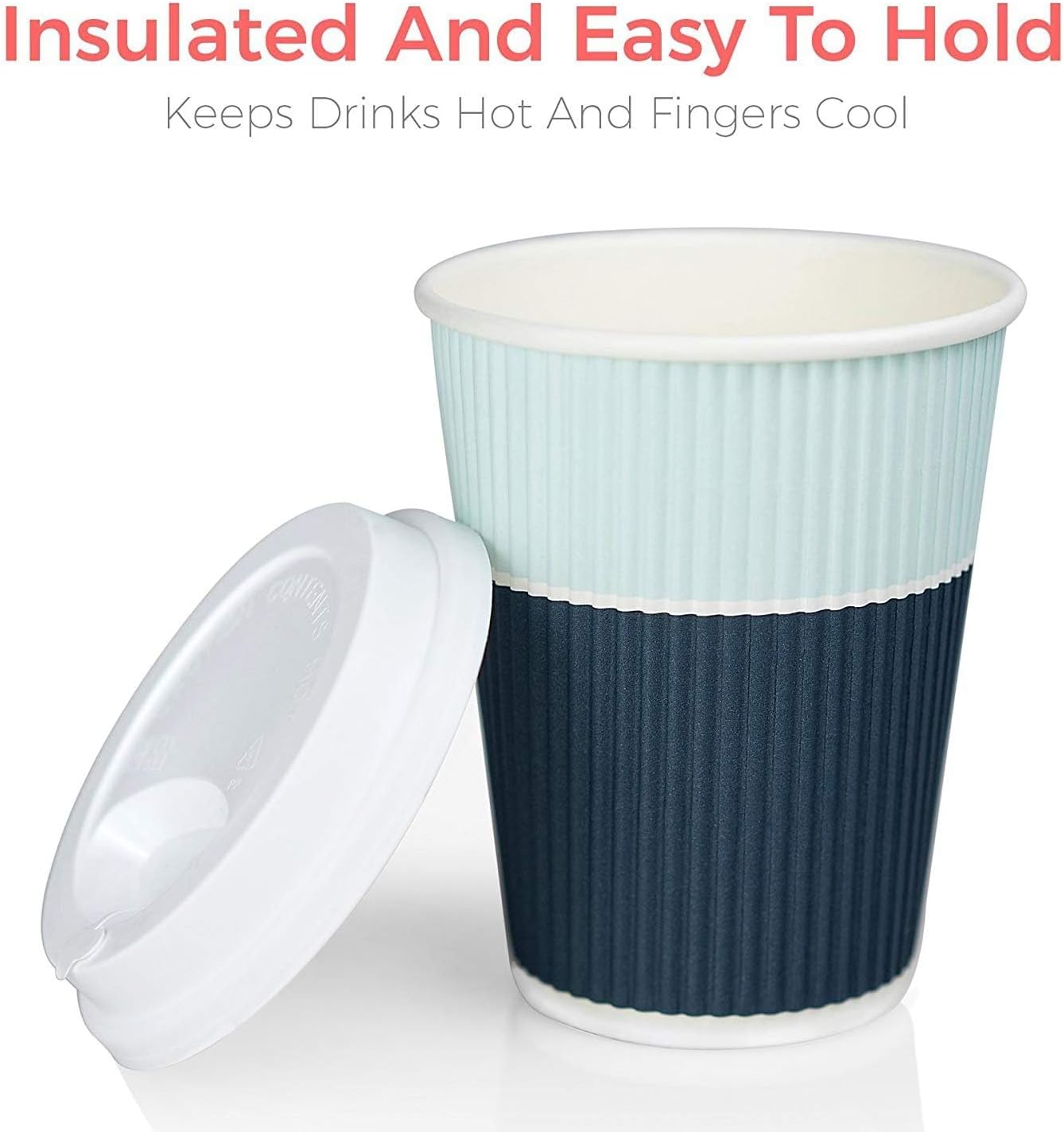 Disposable Coffee Cups With Lids - 12 oz To Go Coffee Cups (80 Set) With Sturdy Lids Prevent Leaks! Paper Hot Cup Holds Shape With Hot, Cold Drinks. Ripple Cups Protect Fingers from Heat! - Image 9