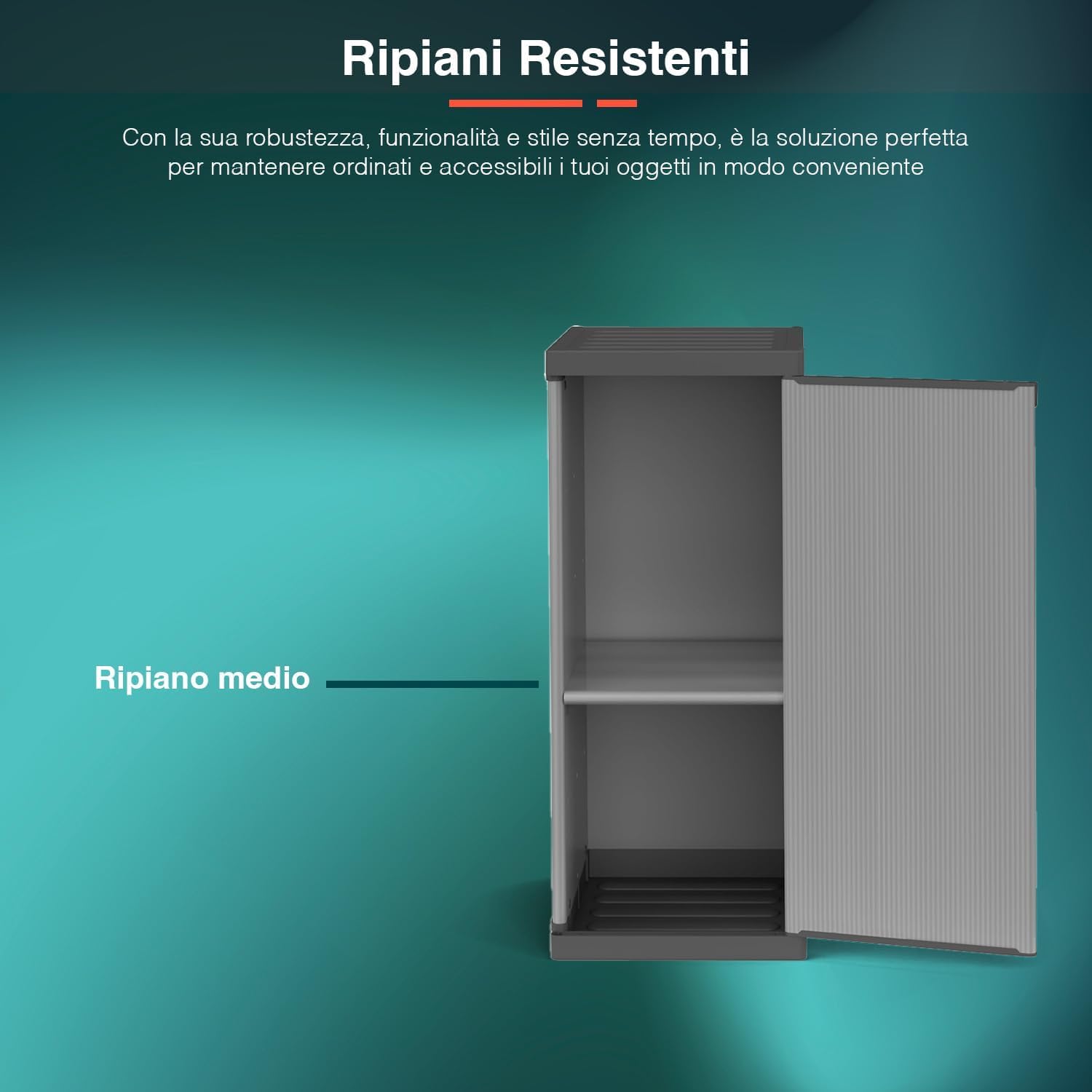 Avilia Armadio da Esterno 1 Anta - Mobile Modulare Adatto per Esterni ed Interni, Ripiani Regolabili, Porta Bombola Gas 10Kg, in Resina PVC e PP, con Kit Montaggio, Grigio, 35x39.5x85cm, Made in Italy