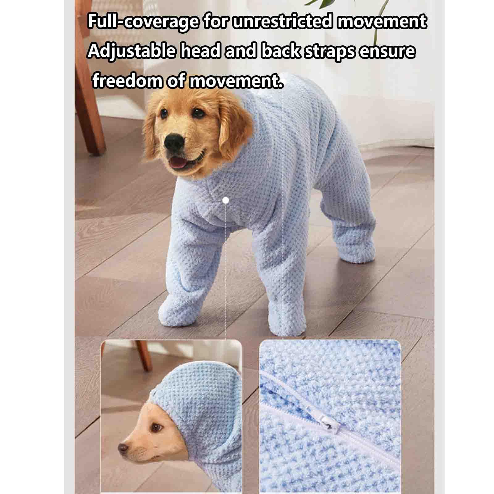 Serviette pour Chien Super Absorbante Serviette Chien Grande Taille Séchage Rapide Microfibre Peignoir pour Animaux avec Pieds Chat Doux Et Épais (Blue,XXL)