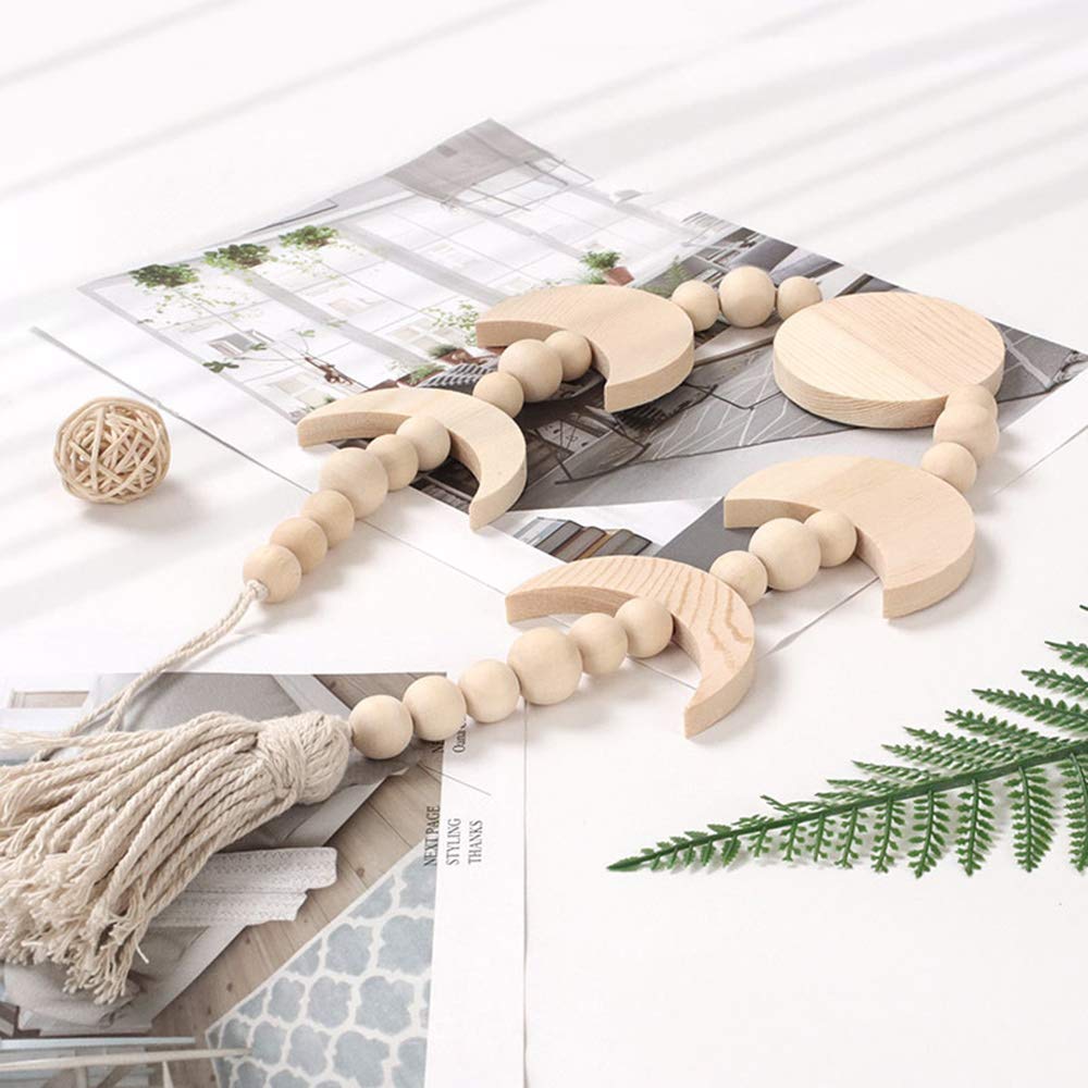 Decorazione Parete Luna In Legno Con Perline - Stile Bohemien - Foto 4