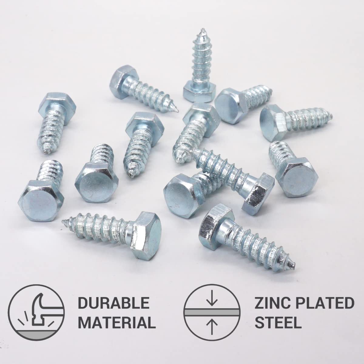 SKIR'CO (20 pcs) DIN 571 Zinc Plated Steel Hexagon Head Wood Screws M12 x 40 mm, Coach Screws, Hex Screw, Lag Bolts - Image 3