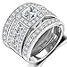 Hiyong Princess Cut Wedding Rings Set - Square Cluster CZ Enhancer Guard 3pcs Halo Bridal Bands Size 6-9 (11)