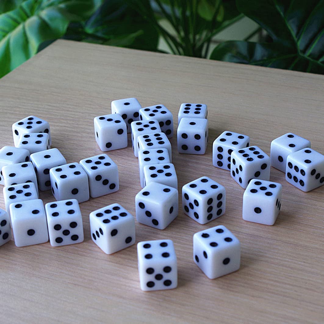 100 Pezzi da Dadi Bianchi da 8 mm Set di Dadi Bianchi con Punti Neri cubi da Gioco da Date a 6 da Faccia a 6 Lati per Le Forniture per Le Forniture per Feste
